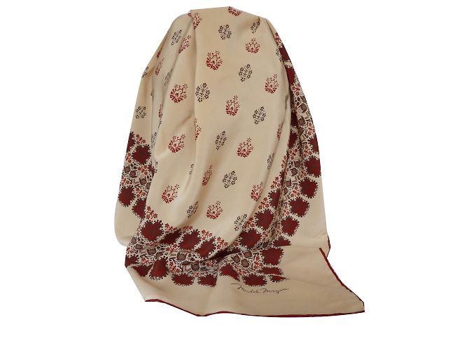 Autre Marque Sciarpa quadrata in seta Michèle Morgan beige marrone ruggine Multicolore