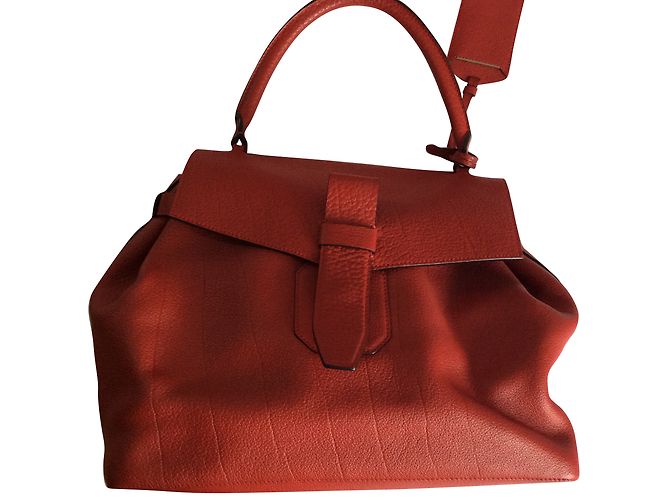 Bolsa de mão Lancel Charlie em couro vermelho