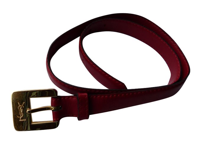 Yves Saint Laurent Cinturones Roja Cuero  ref.79522