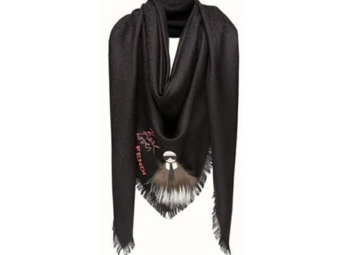 Fendi Scarves Black Cashmere Fur  ref.79534