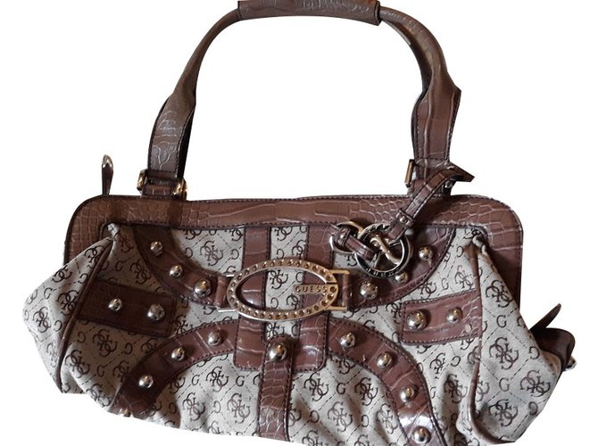 Guess Handbags Brown Cloth  ref.79611
