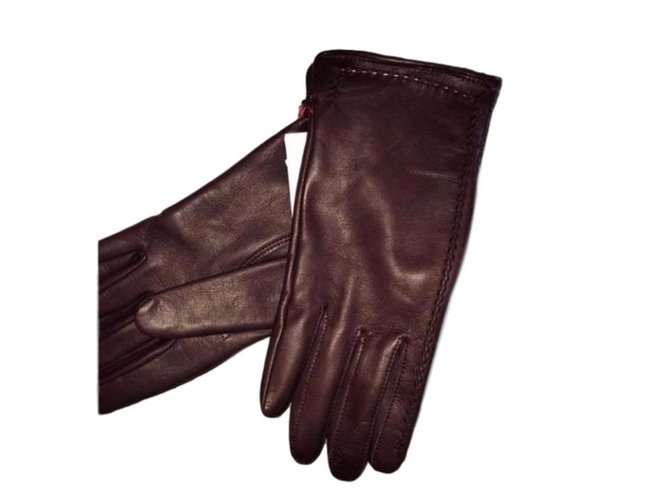 Sandro Gloves Dark red Leather  ref.79736