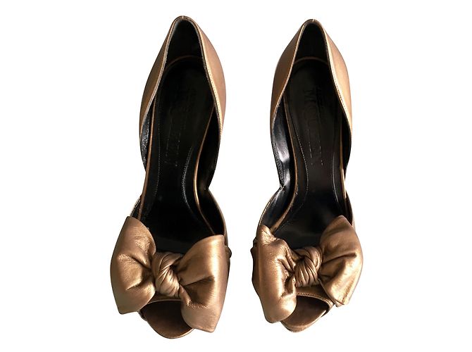 Alexander McQueen High Heels Gold Leder Golden