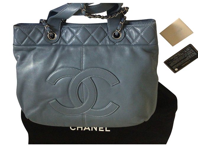 Borsa Tote Chanel in agnello blu