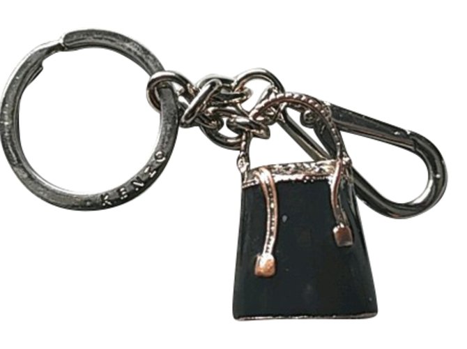 Kenzo Taschenanhänger Schwarz Silber Metall  ref.79880