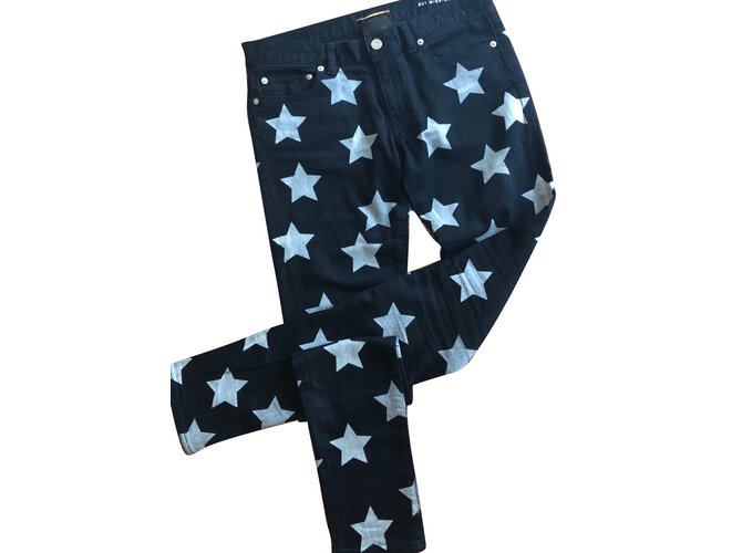 Saint Laurent Jeans con stampa stelle Nero Cotone  ref.79915