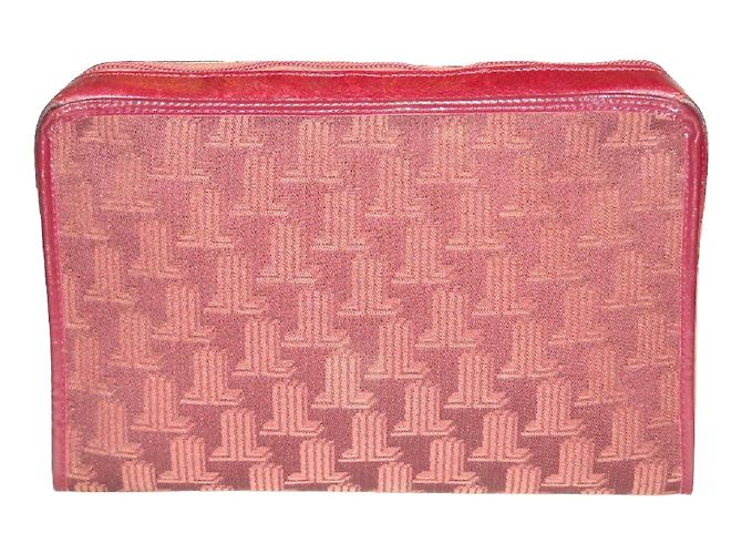 Clutch Lanvin in tela logata e pelle bordeaux Bordò