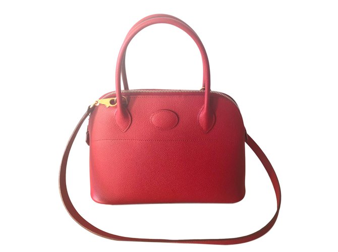 Hermès Mini Bolide Roja Cuero  ref.79981
