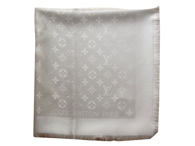 Sciarpa Monogram Louis Vuitton Beige Seta