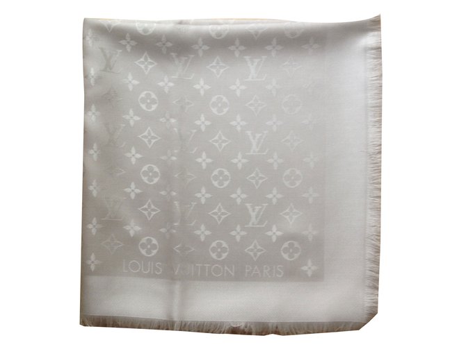 Lenço do monograma de Louis Vuitton Bege Seda  ref.79983