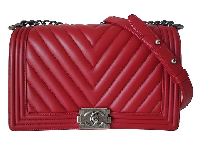 Boy Chanel RAGAZZO CHEVRON Rosso Pelle