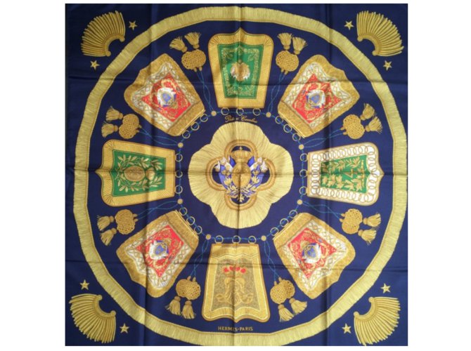 Hermès "Poste e cavalaria" Azul Seda
