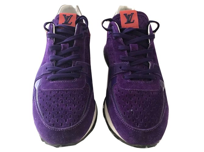 Louis Vuitton Baskets Suede Cuir Blanc Violet  ref.80251