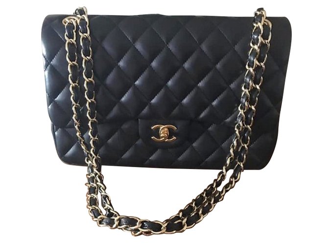 Classique Chanel Timeless Cuir Noir  ref.80310