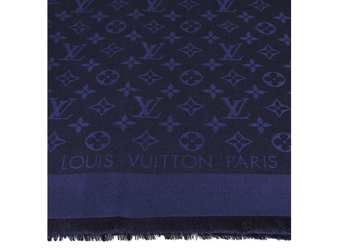 Louis Vuitton Monogram Scarf Blue Silk  ref.80361