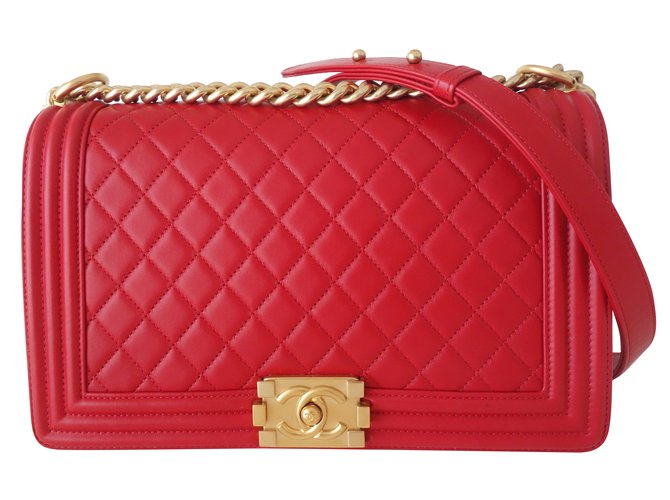 Boy Chanel Handbags Red Leather  ref.80365