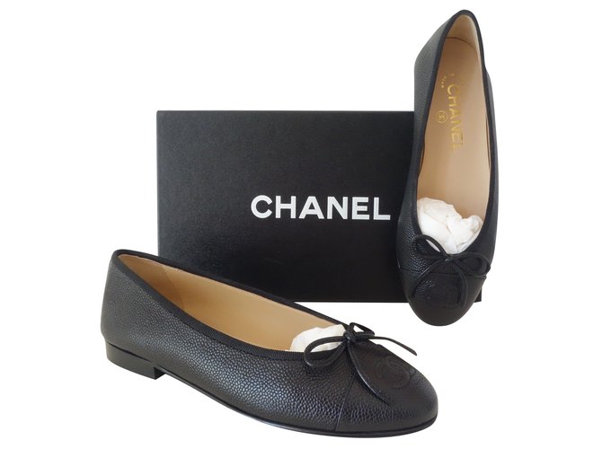 Chanel Ballet flats Black Leather  ref.80379