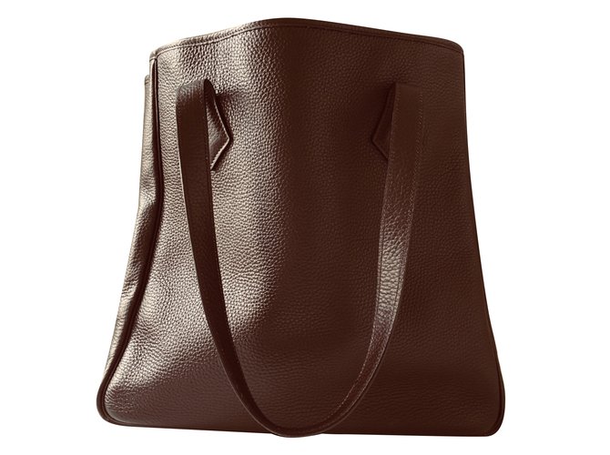 Hermès Handbags Dark brown Leather  ref.80387