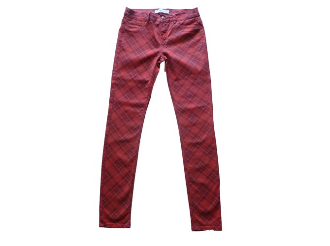 Zara calças de algodão Vermelho  ref.80488