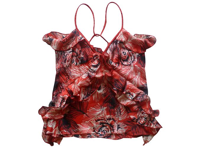 Top in seta rosso Mango 