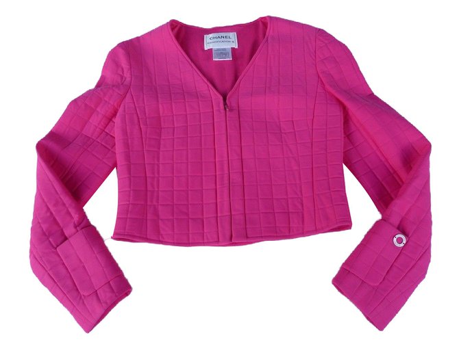 Chanel Mäntel, Oberbekleidung Pink Polyester  ref.80526