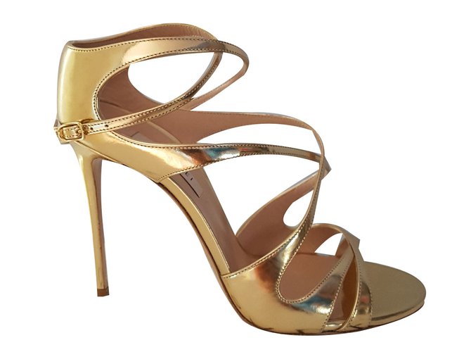 Casadei sandals Golden Leather  ref.80583