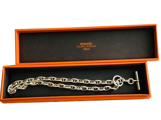 Hermès Necklaces Silvery Silver  ref.80605