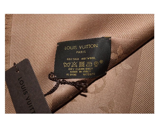 Louis Vuitton-Monogramm-Schal Bronze Seide  ref.80658