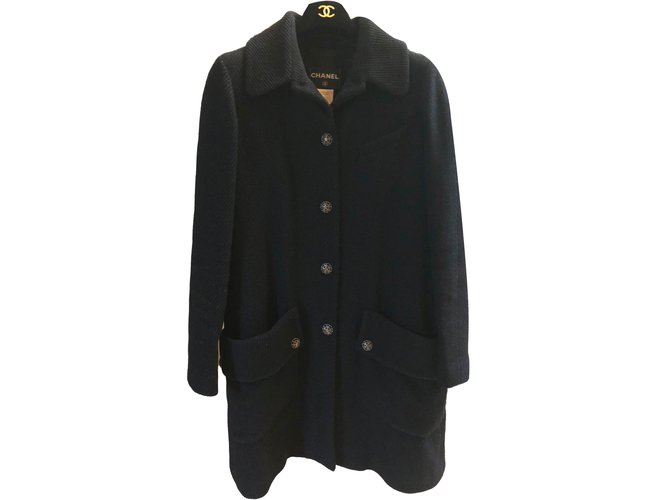 Chanel Coats, Outerwear Black Wool  ref.80661
