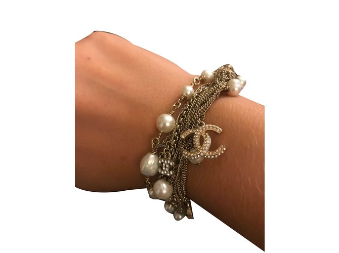 Chanel Armbänder Weiß Perle  ref.80663