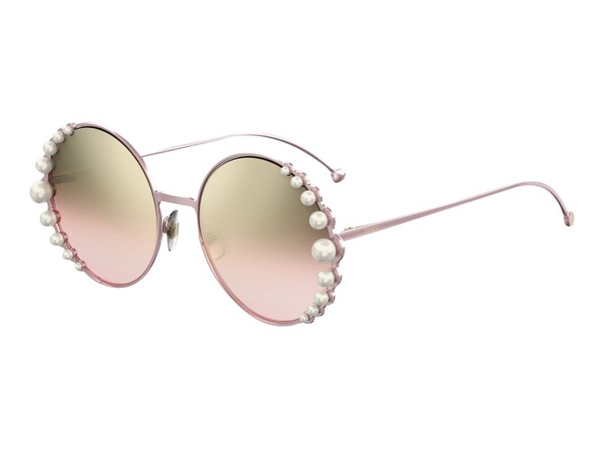 Fendi ribbons and pearl sunglasses lunettes perle rose new Métal  ref.80703