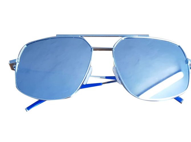 Fendi Sonnenbrille Silber Blau Metall  ref.80704