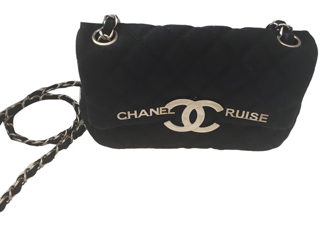 Chanel Bolsas Azul Algodão  ref.80719