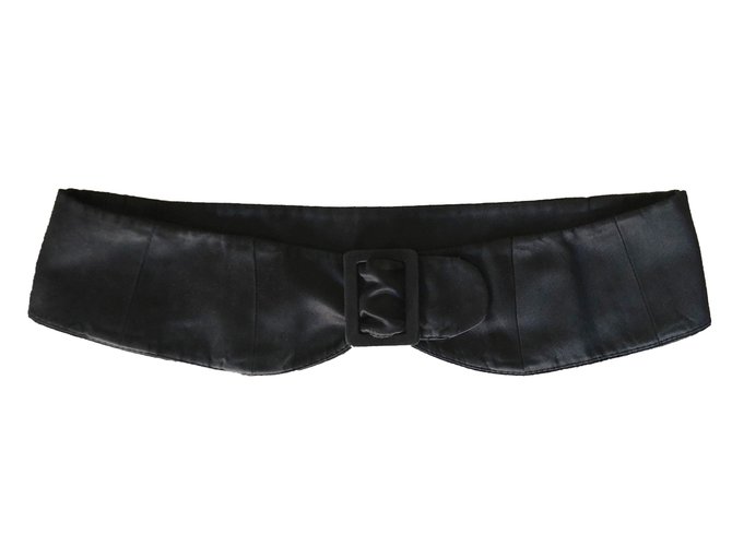 Chanel Cinturones Negro Seda  ref.80770