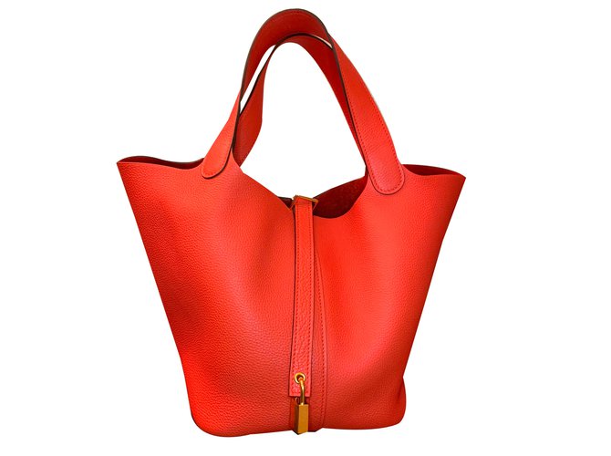 Hermès Picotin 22- Taurillon Maurice- 9T Capucine with Gold Hardware Orange Leather  ref.80773