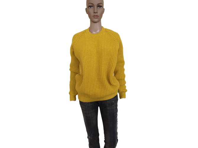 Cos Knitwear Yellow Silk Wool Angora  ref.80786