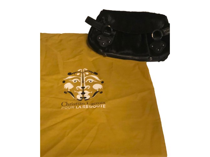 Christian Lacroix clutch bags Cuir Fourrure Noir Rouge  ref.80881