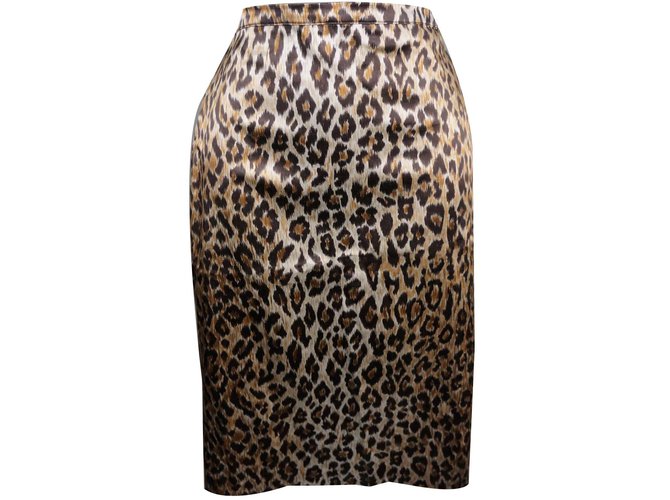 Dolce & Gabbana falda de leopardo satinado Estampado de leopardo Algodón Satén  ref.80882