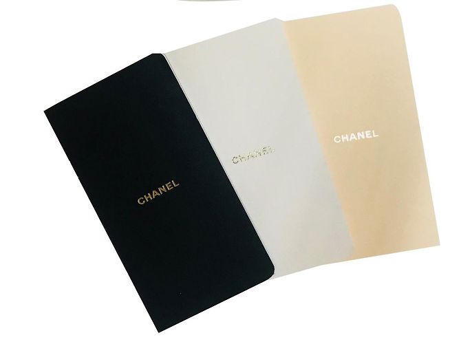 Conjunto de 3 cadernos Chanel Preto Bege Branco