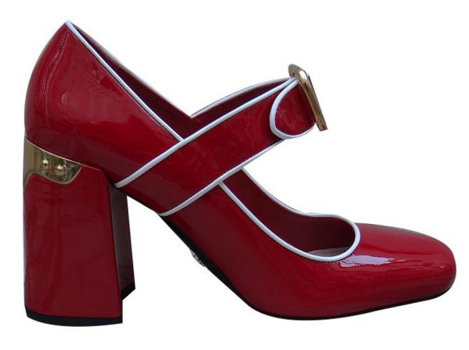 Prada Heels White Red Patent leather  ref.80891