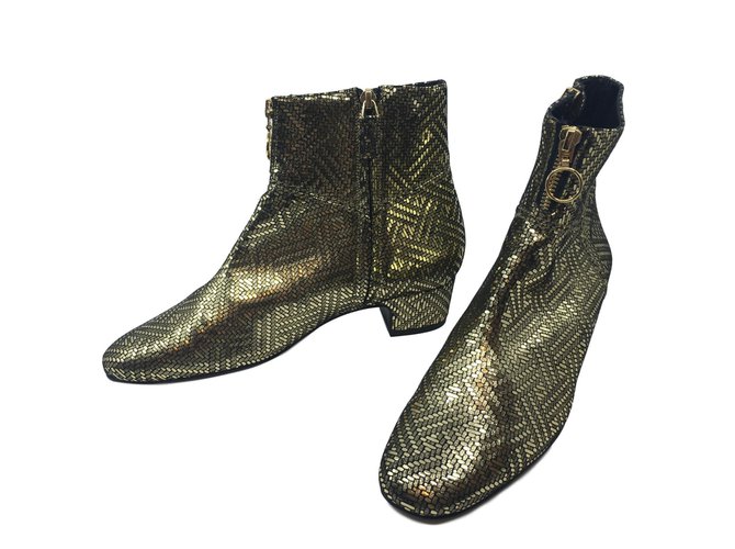 Michel Vivien Ankle Boots Golden Leather  ref.80902