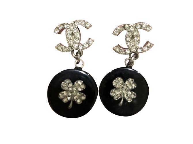 Chanel Lucky earrings Black Metal  ref.81152