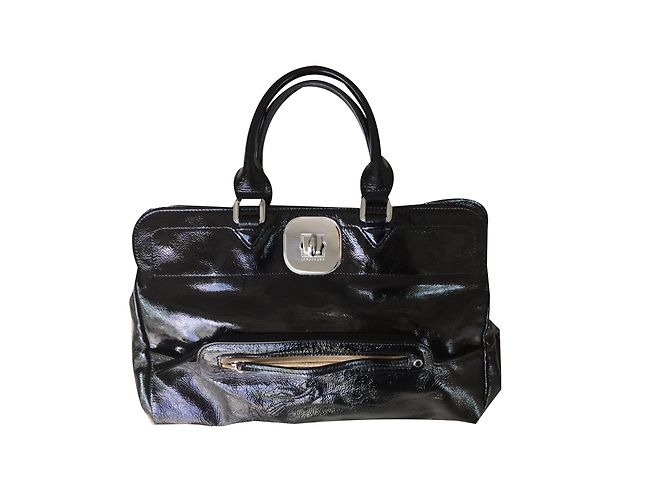 Longchamp Gatsby Große Handtasche aus Lackleder Schwarz