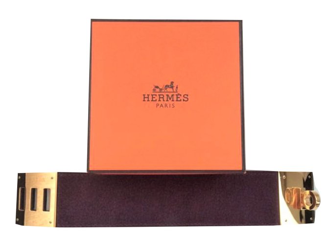 Kelly Hermès Bracelet Prune Suede  ref.81161