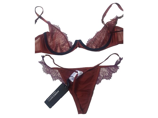 Andres Sarda BH und String Set Dunkelrot Polyamid Bordeaux