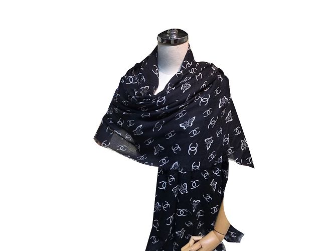 Chanel sciarpe Nero Cachemire