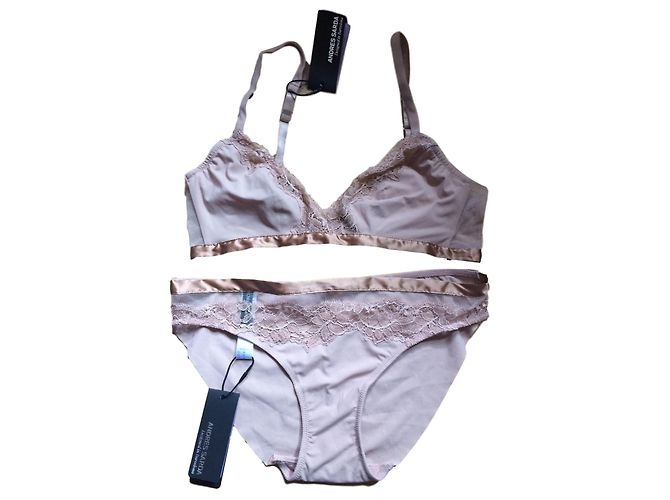 Conjunto de lencería beige de poliamida Andres Sarda