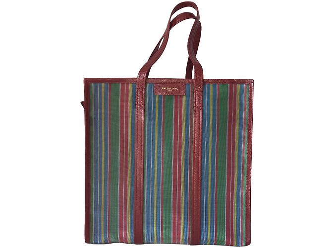 Balenciaga Bazaar Tasche Grün und Dunkelrot Leder und Stoff Bordeaux