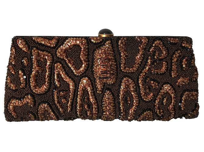 Clutch Yves Saint Laurent Rive Gauche Seta Nera Perle Nero D'oro