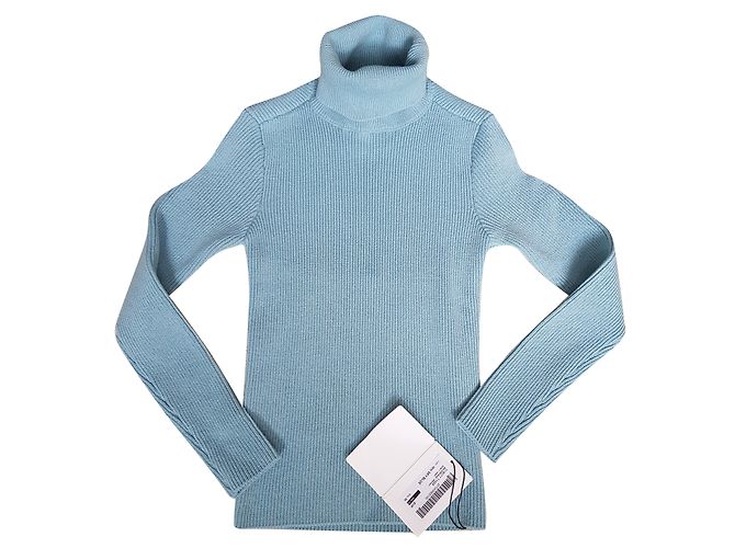 Suéter Balenciaga Azul Claro con Espalda Abierta de Lana